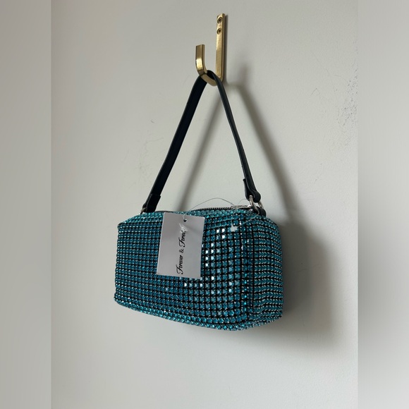 Forever & Forever Mini Blue Crystal Crossbody Square bag - Picture 2 of 7